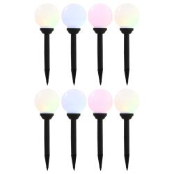 Lampes solaires sph&eacute;riques LED de jardin 8 pcs 15 cm RVB