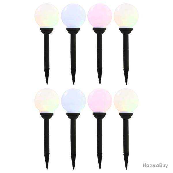 Lampes solaires sph�riques LED de jardin 8 pcs 15 cm RVB