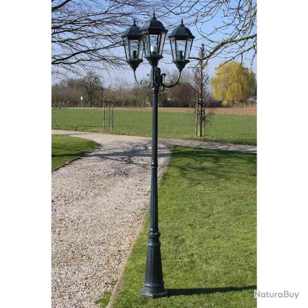 Lampadaire de jardin 3 bras 230 cm Vert fonc�/Noir Aluminium