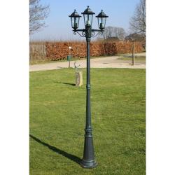 Lampadaire de jardin 3 bras 215 cm Vert fonc&eacute;/Noir Aluminium alsavelo