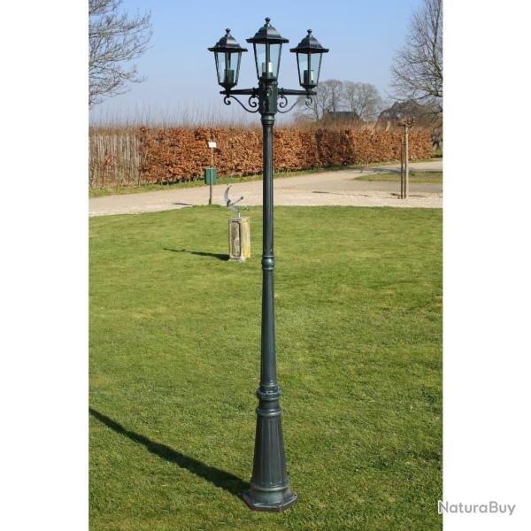 Lampadaire de jardin 3 bras 215 cm Vert fonc�/Noir Aluminium