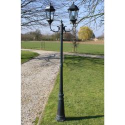 Lampadaire de jardin 2 bras 230 cm Vert fonc&eacute;/Noir Aluminium alsavelo