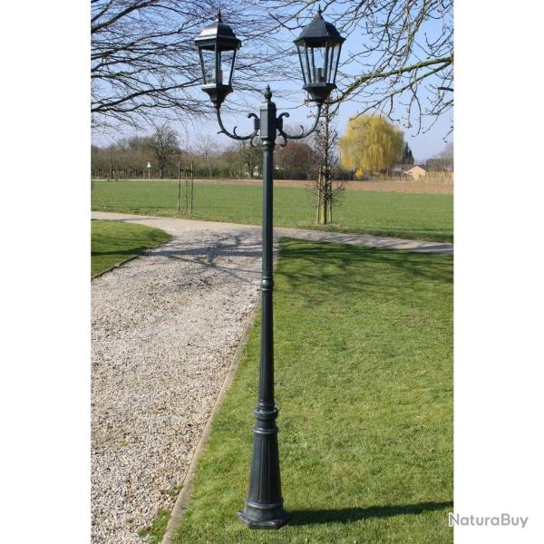 Lampadaire de jardin 2 bras 230 cm Vert fonc/Noir Aluminium alsavelo