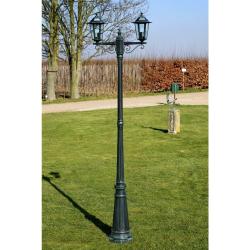Lampadaire de jardin 2 bras 215 cm Vert fonc&eacute;/Noir Aluminium alsavelo