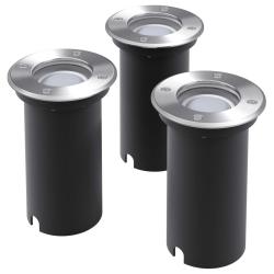 Lampes au sol &agrave; LED d'ext&eacute;rieur 3 pcs rond