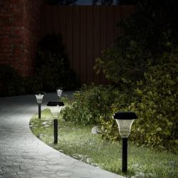 Lampes solaires d'all&eacute;es et piquets de sol 12 pcs blanc