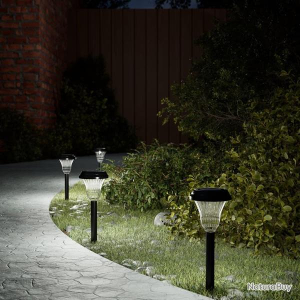 Lampes solaires d'all�es et piquets de sol 12 pcs blanc