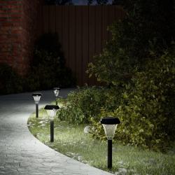 Lampes solaires d'all&eacute;es et piquets de sol 12 pcs blanc