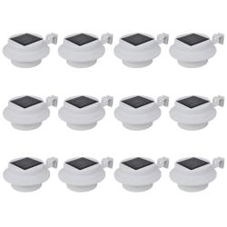 Lampes solaire &agrave; LED d'ext&eacute;rieur pour cl&ocirc;ture 12 pcs Blanc