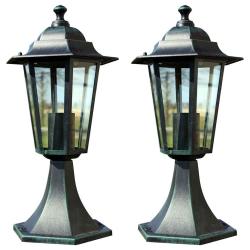 Lampes de jardin 2 pcs Vert fonc&eacute;/Noir Aluminium