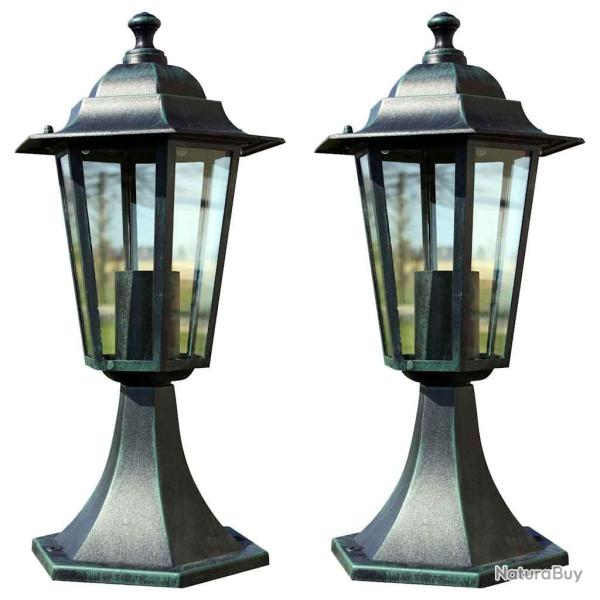 Lampes de jardin 2 pcs Vert fonc�/Noir Aluminium