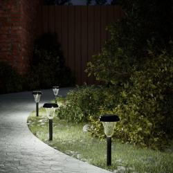 Lampes solaires d'all&eacute;es et piquets de sol 12 pcs blanc