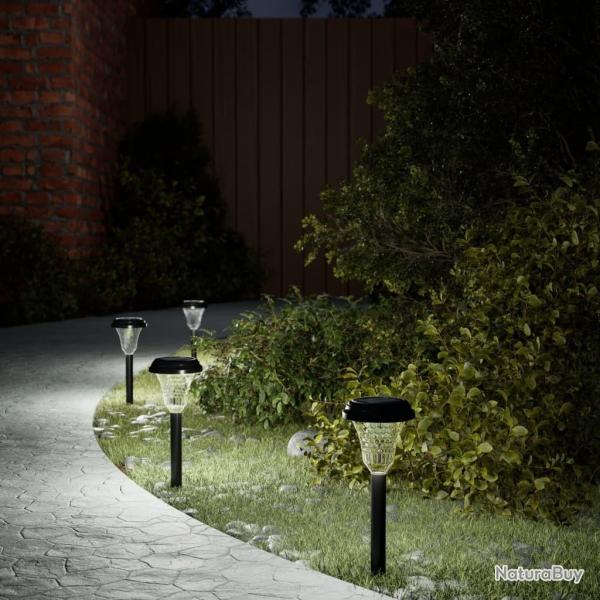 Lampes solaires d'all�es et piquets de sol 12 pcs blanc