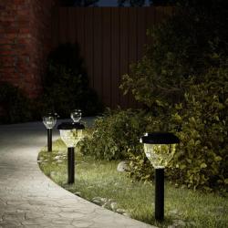 Lampes solaires d'all&eacute;es et piquets de sol 4pcs blanc chaud RVB