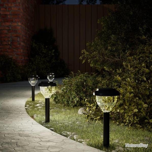 Lampes solaires d'all�es et piquets de sol 4pcs blanc chaud RVB