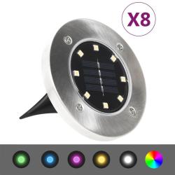 Lampes solaires de sol 8 pcs Lumi&egrave;res LED couleur RVB