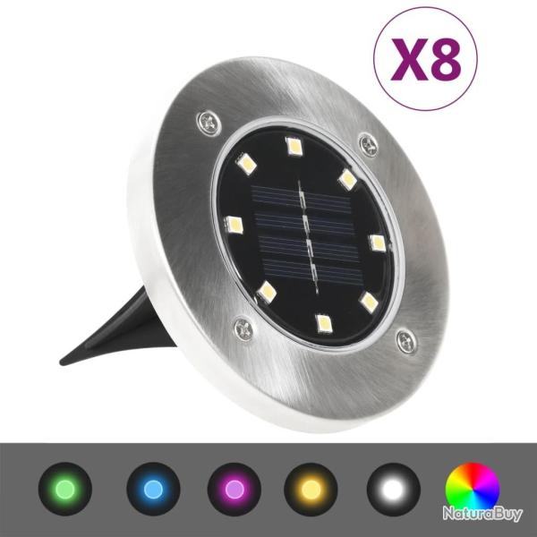 Lampes solaires de sol 8 pcs Lumi�res LED couleur RVB