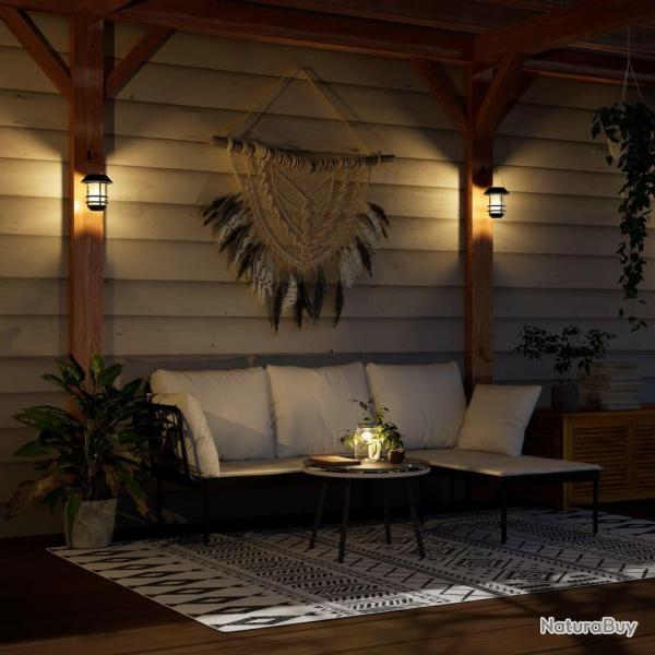 Lanternes murales solaires d'ext�rieur 2 pcs blanc chaud