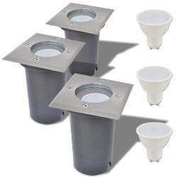 Lampes au sol &agrave; LED d'ext&eacute;rieur 3 pcs carr&eacute;