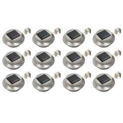 Lampes solaires &agrave; LED rondes d'ext&eacute;rieur 12 pcs 12 cm Blanc