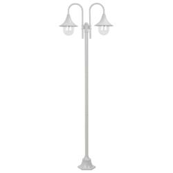 Lampadaire de jardin E27 220 cm Aluminium 2 lanternes Blanc alsavelo