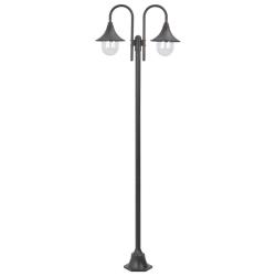 Lampadaire de jardin E27 220 cm Aluminium 2 lanternes Bronze alsavelo