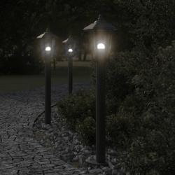 Lampadaires d'ext&eacute;rieur 3 pcs noir 80 cm acier inoxydable