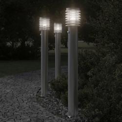 Lampadaires d'ext&eacute;rieur avec capteurs 3 pcs acier inoxydable alsavelo