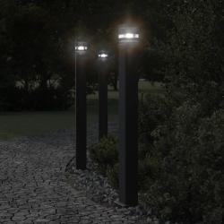 Lampadaires d'ext&eacute;rieur avec sortie 3 pcs noir 110 cm aluminium