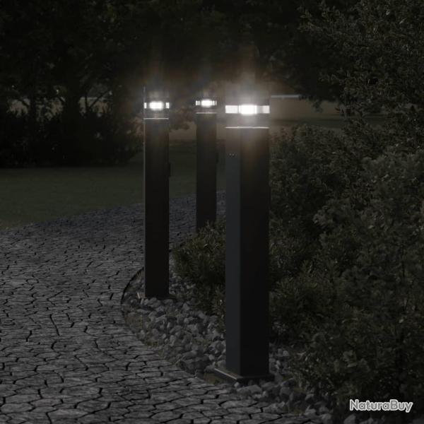 Lampadaires d'ext�rieur avec sortie 3 pcs noir 80 cm aluminium