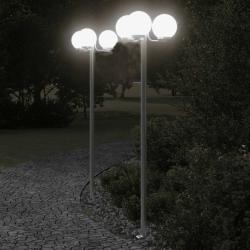 Lampadaires d'ext&eacute;rieur 2 pcs argent&eacute; 215 cm acier inoxydable