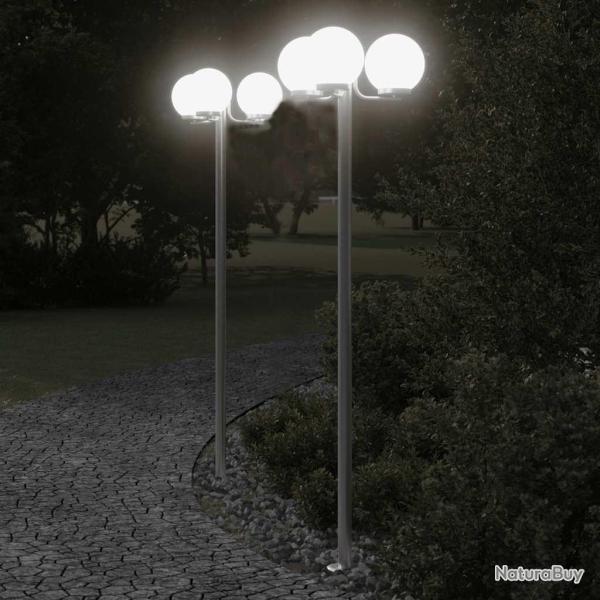 Lampadaires d'ext�rieur 2 pcs argent� 215 cm acier inoxydable