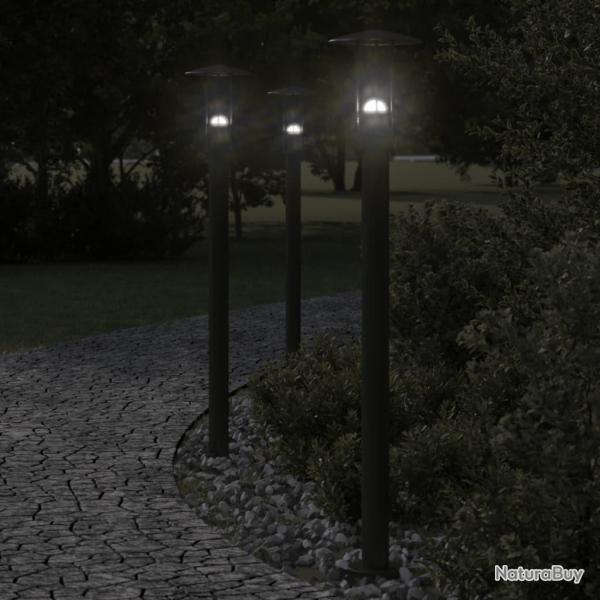 Lampadaires d'ext�rieur 3 pcs noir 100 cm acier inoxydable