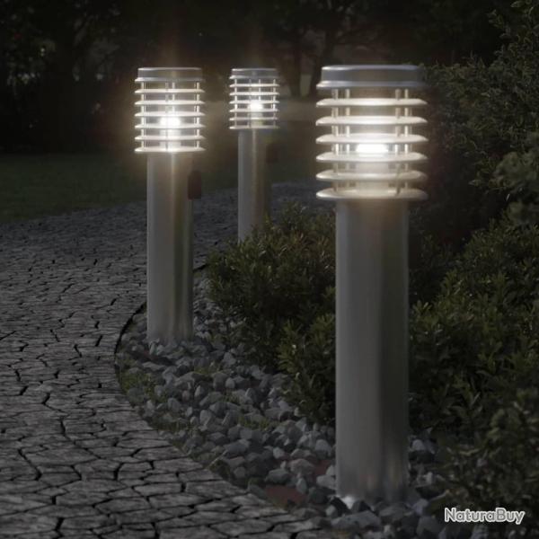 Lampadaires d'ext�rieur et sortie 3pcs argent� acier inoxydable alsavelo