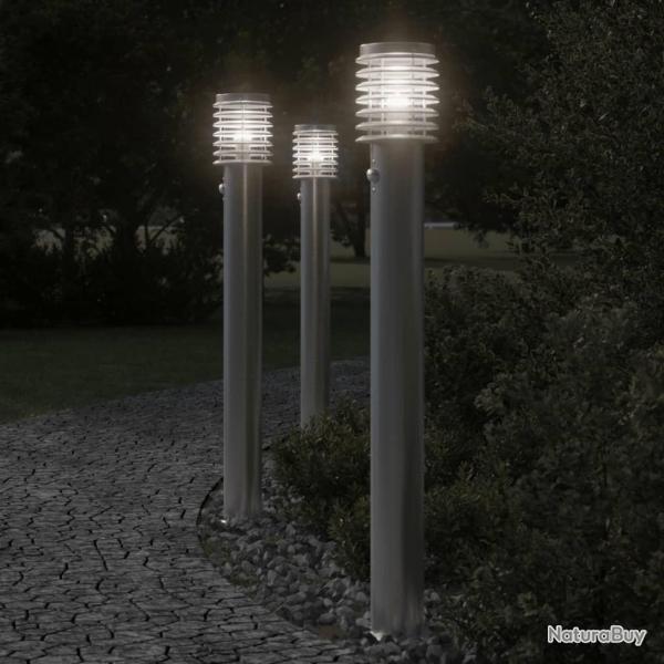 Lampadaire d'extrieur avec capteur argent acier inoxydable alsavelo
