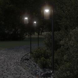 Lampadaires d'ext&eacute;rieur 3 pcs noir 100 cm acier inoxydable