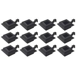 Lampes solaires &agrave; LED carr&eacute;es d'ext&eacute;rieur 12 pcs 12 cm Noir