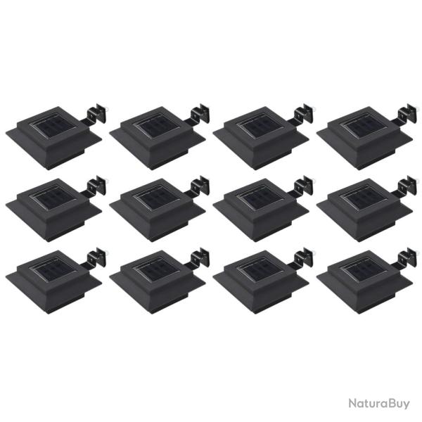 Lampes solaires � LED carr�es d'ext�rieur 12 pcs 12 cm Noir