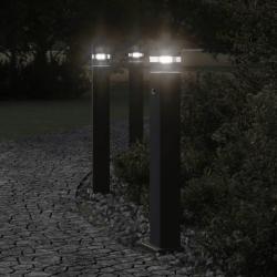Lampadaire d'ext&eacute;rieur avec capteur noir 80 cm aluminium