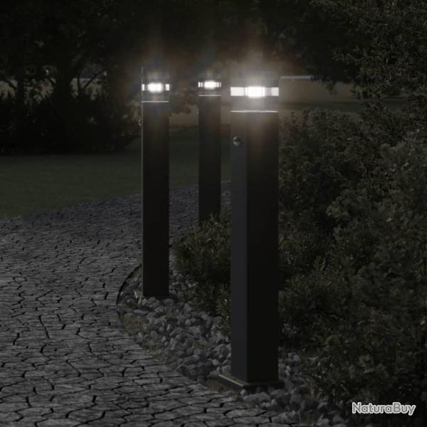 Lampadaire d'ext�rieur avec capteur noir 80 cm aluminium