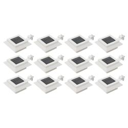 Lampes solaires &agrave; LED carr&eacute;es d'ext&eacute;rieur 12 pcs 12 cm Blanc