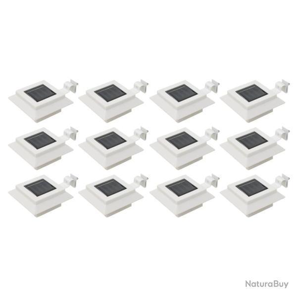 Lampes solaires � LED carr�es d'ext�rieur 12 pcs 12 cm Blanc