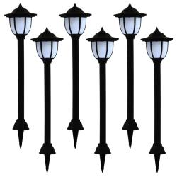 Lampes solaires &agrave; LED d'ext&eacute;rieur 6 pcs Noir