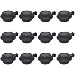 Lampes solaires &agrave; LED d'ext&eacute;rieur pour cl&ocirc;ture 12 pcs Noir