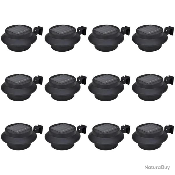 Lampes solaires � LED d'ext�rieur pour cl�ture 12 pcs Noir