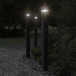 Lampadaire d'ext&eacute;rieur avec capteur noir 110 cm aluminium