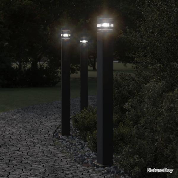 Lampadaire d'ext�rieur avec capteur noir 110 cm aluminium