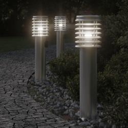 Lampadaire d'ext&eacute;rieur et sortie argent&eacute; 60 cm acier inoxydable