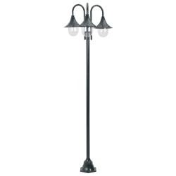 Lampadaire de jardin E27 220cm Aluminium 3 lanternes Vert fonc&eacute; alsavelo