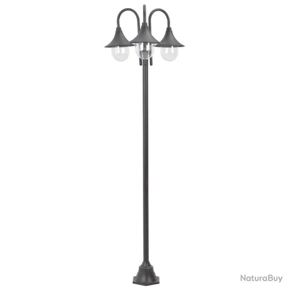Lampadaire de jardin E27 220 cm Aluminium 3 lanternes Bronze alsavelo